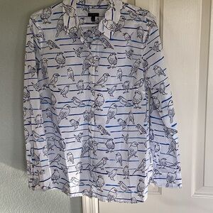Talbots Long Sleeve Blue /White Print Button Down